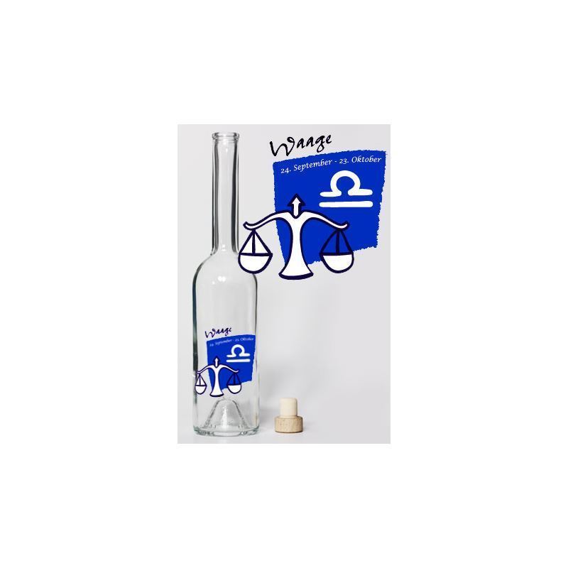 500 ml glass bottle 'Opera', print: scale, closure: cork