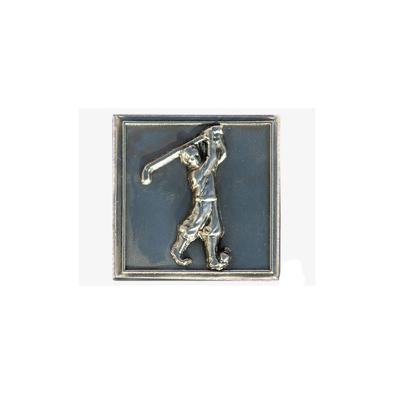 Pewter tag 'Golfer', square, metal, silver