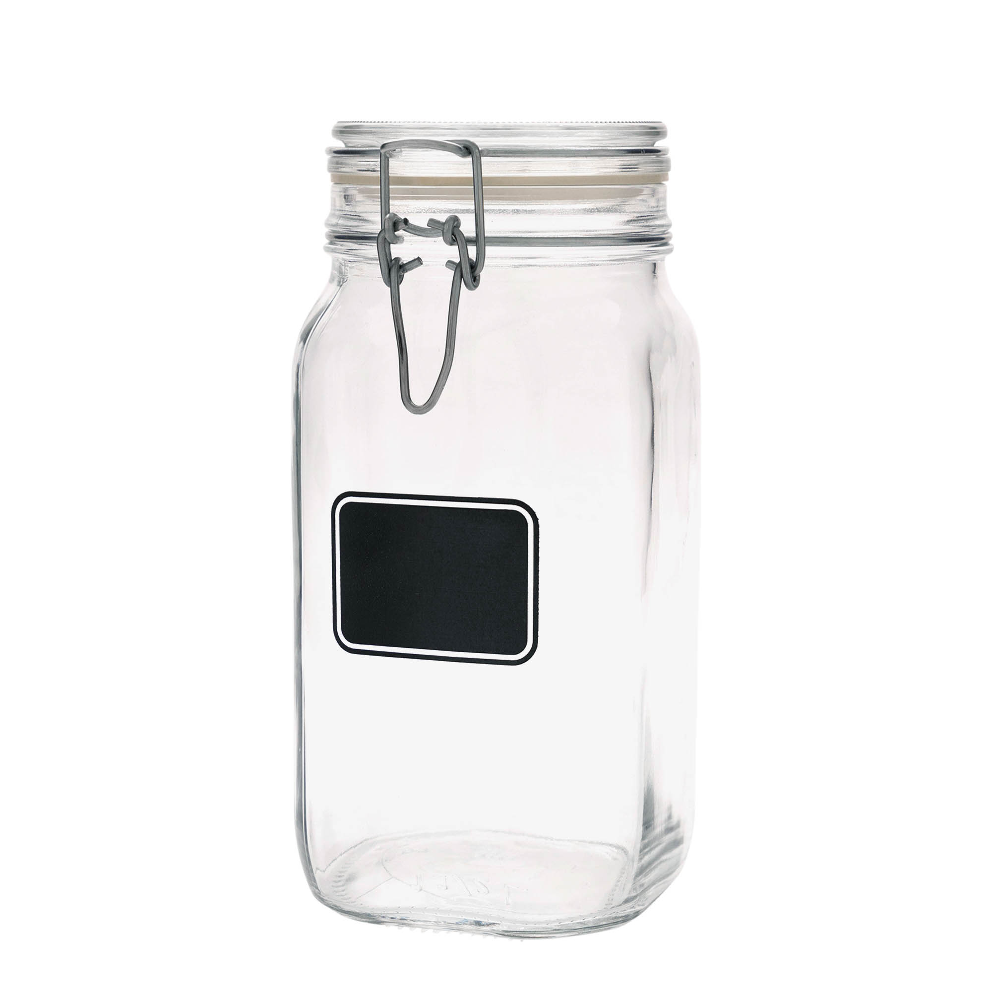 1,500 ml clip top jar 'Fido', print: blank label, square, closure: clip top