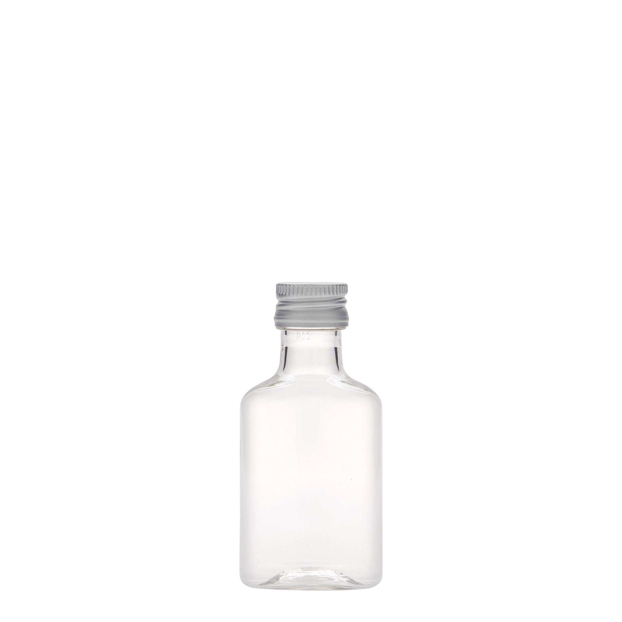 30 ml pocket flask bottle, oval, PET plastic, closure: PP 18