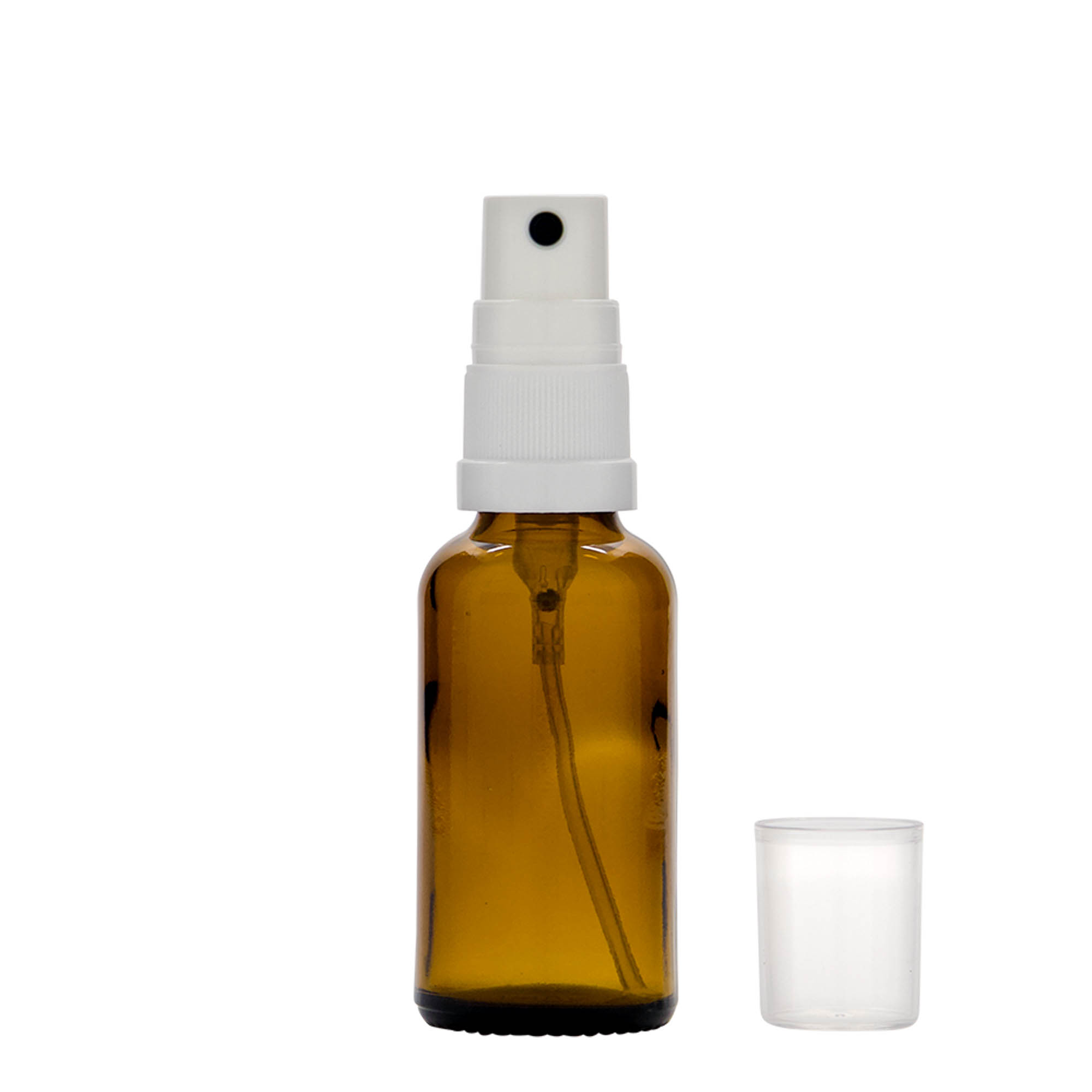 30 ml medicine spray bottle, glass, brown, closure: DIN 18