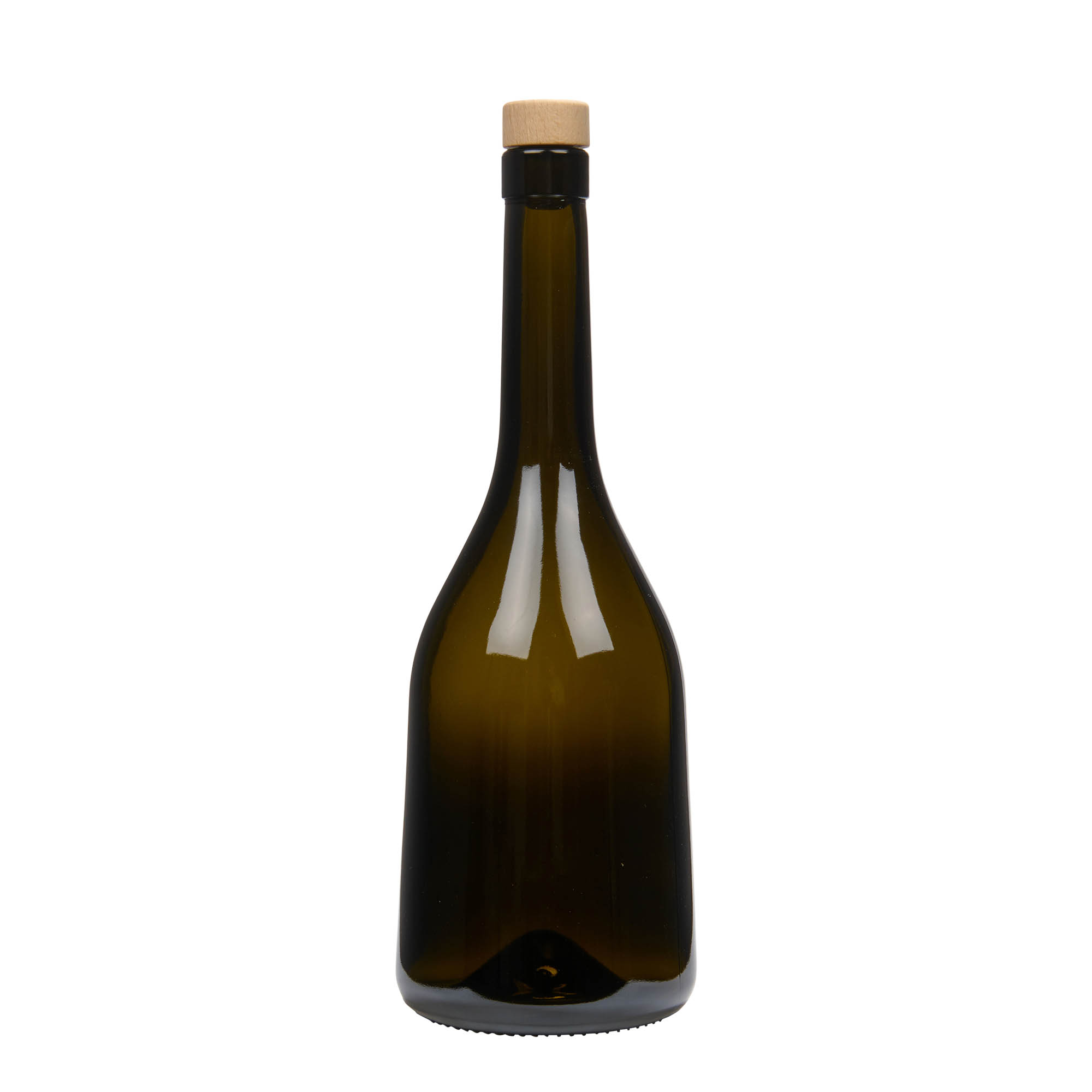 750 ml glass bottle 'Rustica', antique green, closure: cork