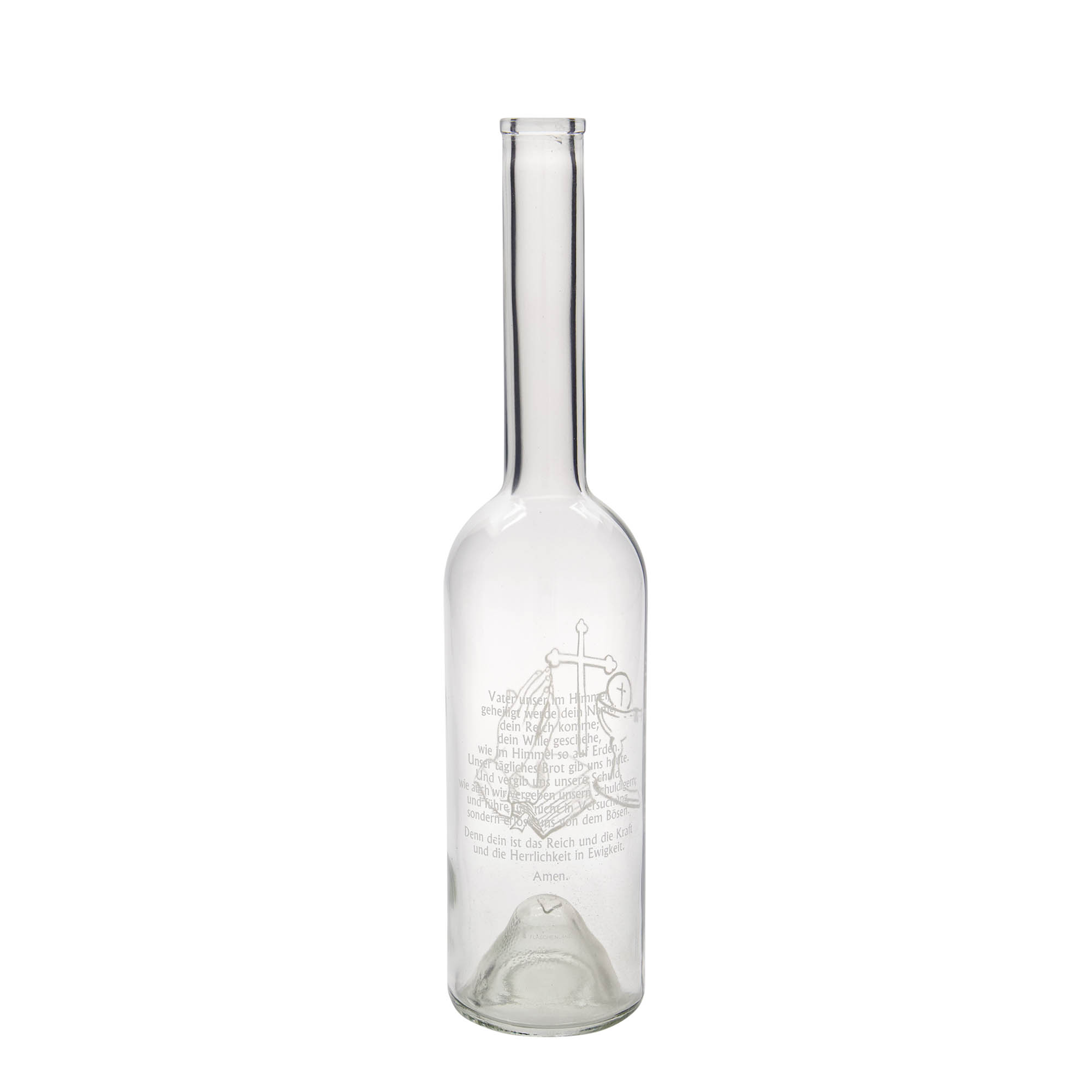 500 ml glass bottle 'Opera', print: Our Father, closure: cork