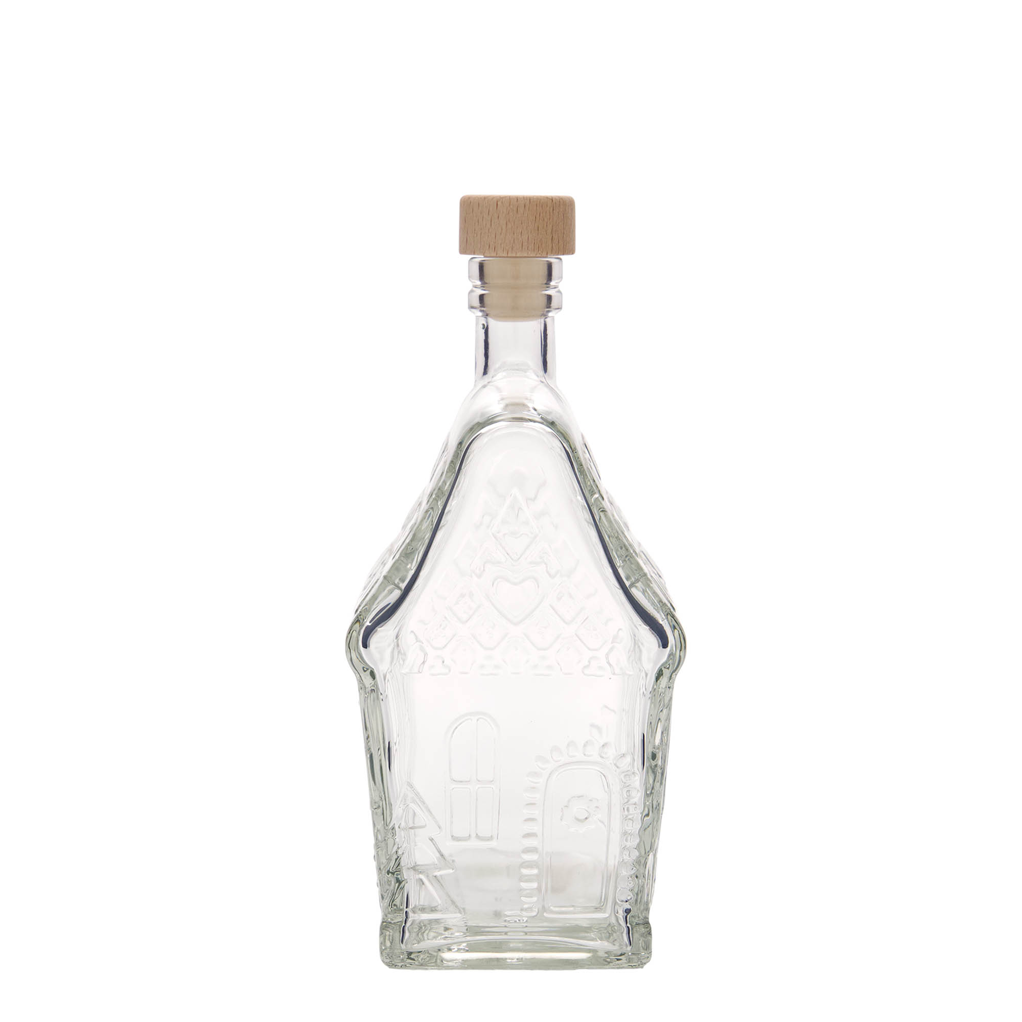 500 ml glass bottle 'Gingerbread House', rectangular, closure: cork