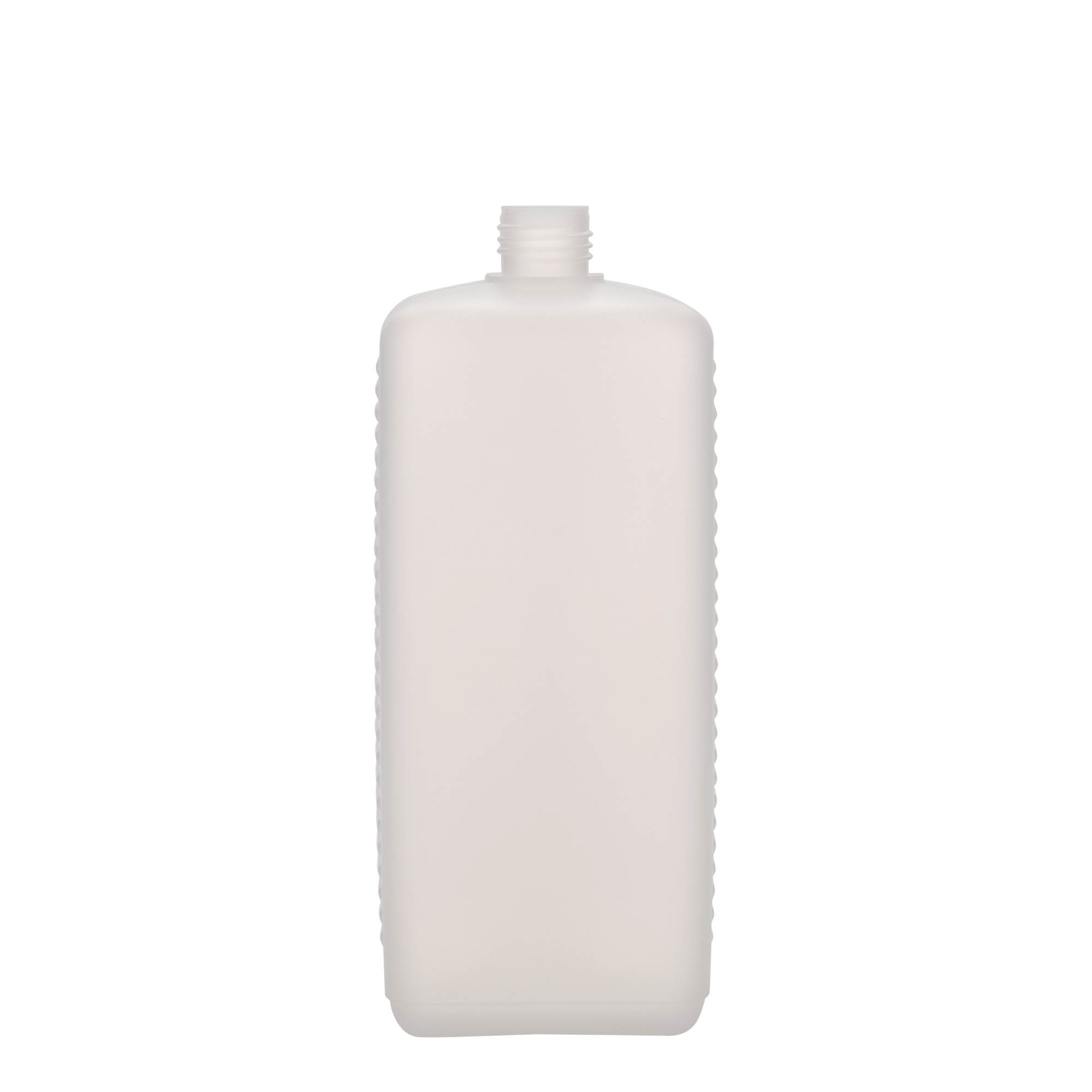 1,000 ml canister bottle, rectangular, HDPE plastic, natural, closure: DIN 25 EPE