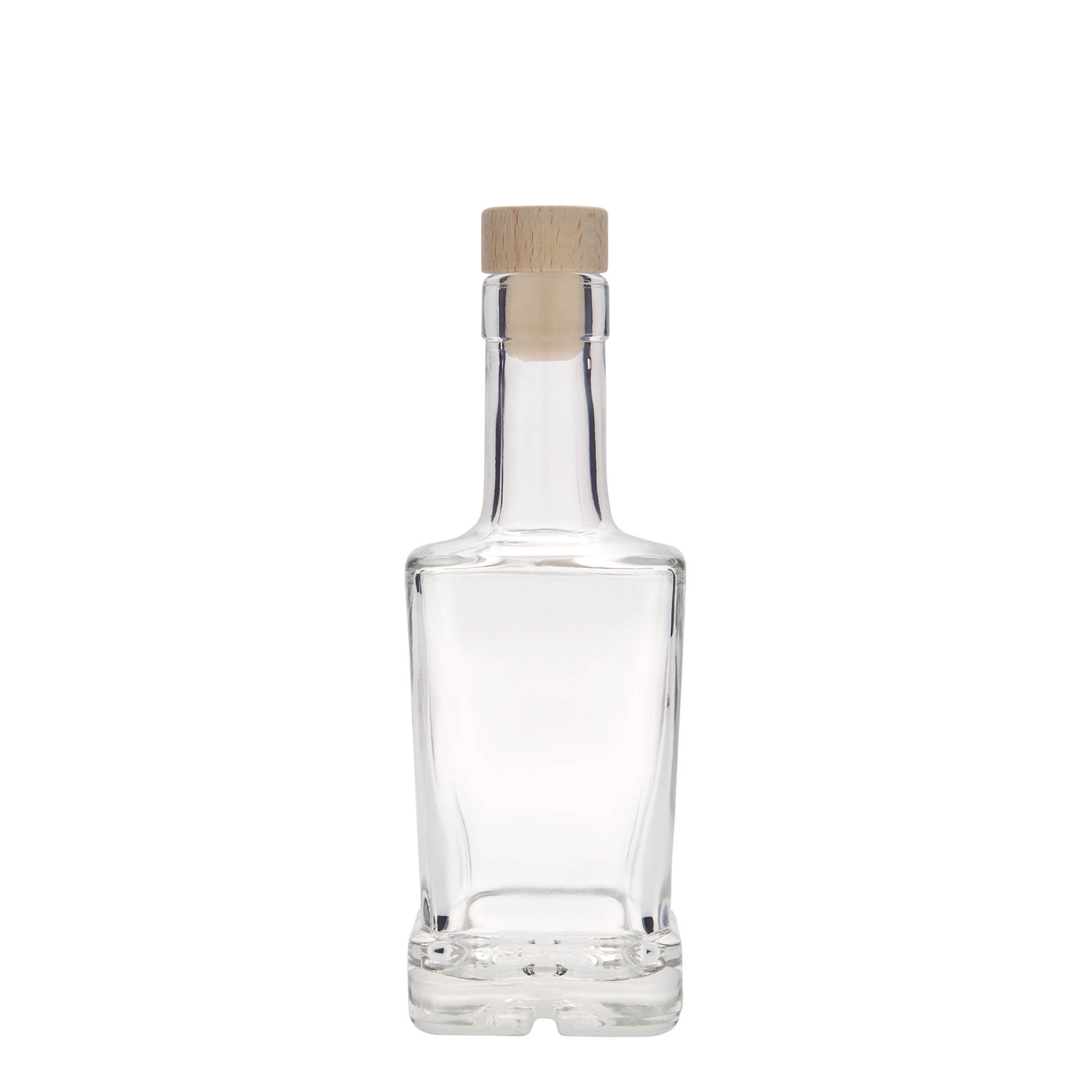 250 ml glass bottle 'Rene', square, closure: cork