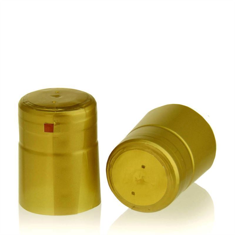 Heat shrink capsule 32x41, PVC plastic, gold