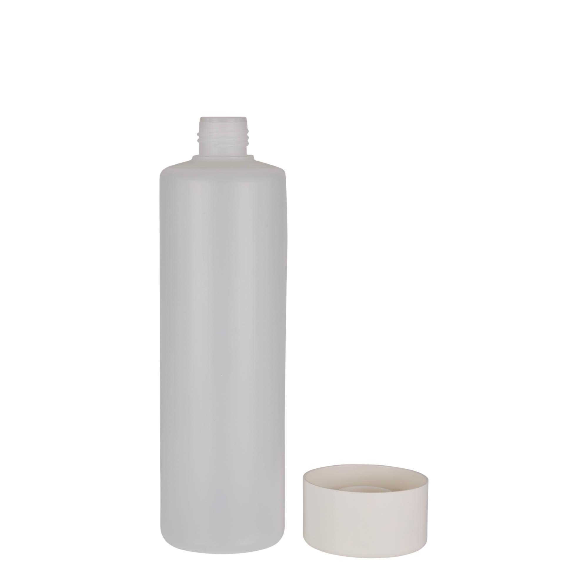 500 ml round bottle, PE plastic, natural, closure: screw cap