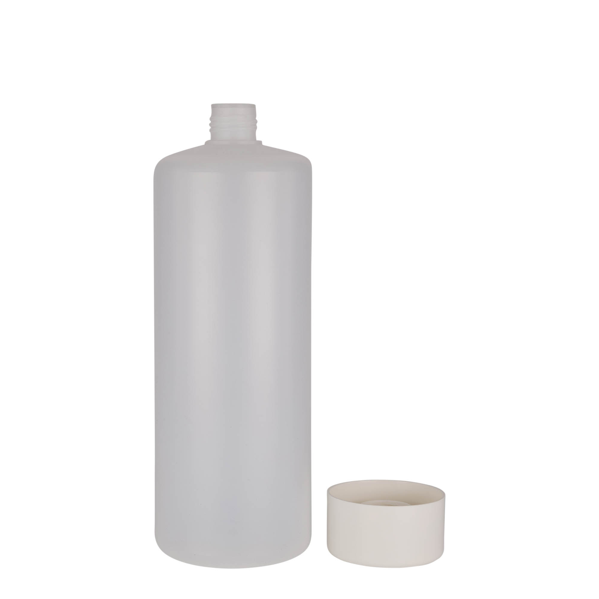 1,000 ml round bottle, PE plastic, natural, closure: screw cap