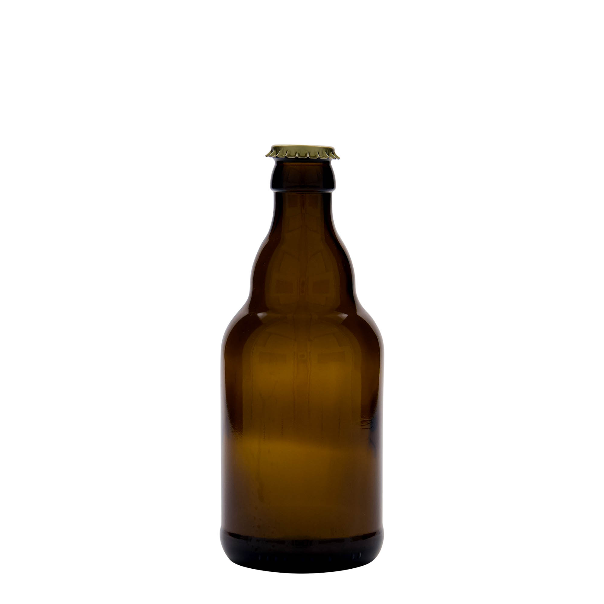 330 ml beer bottle 'Steinie', glass, brown, closure: crown caps