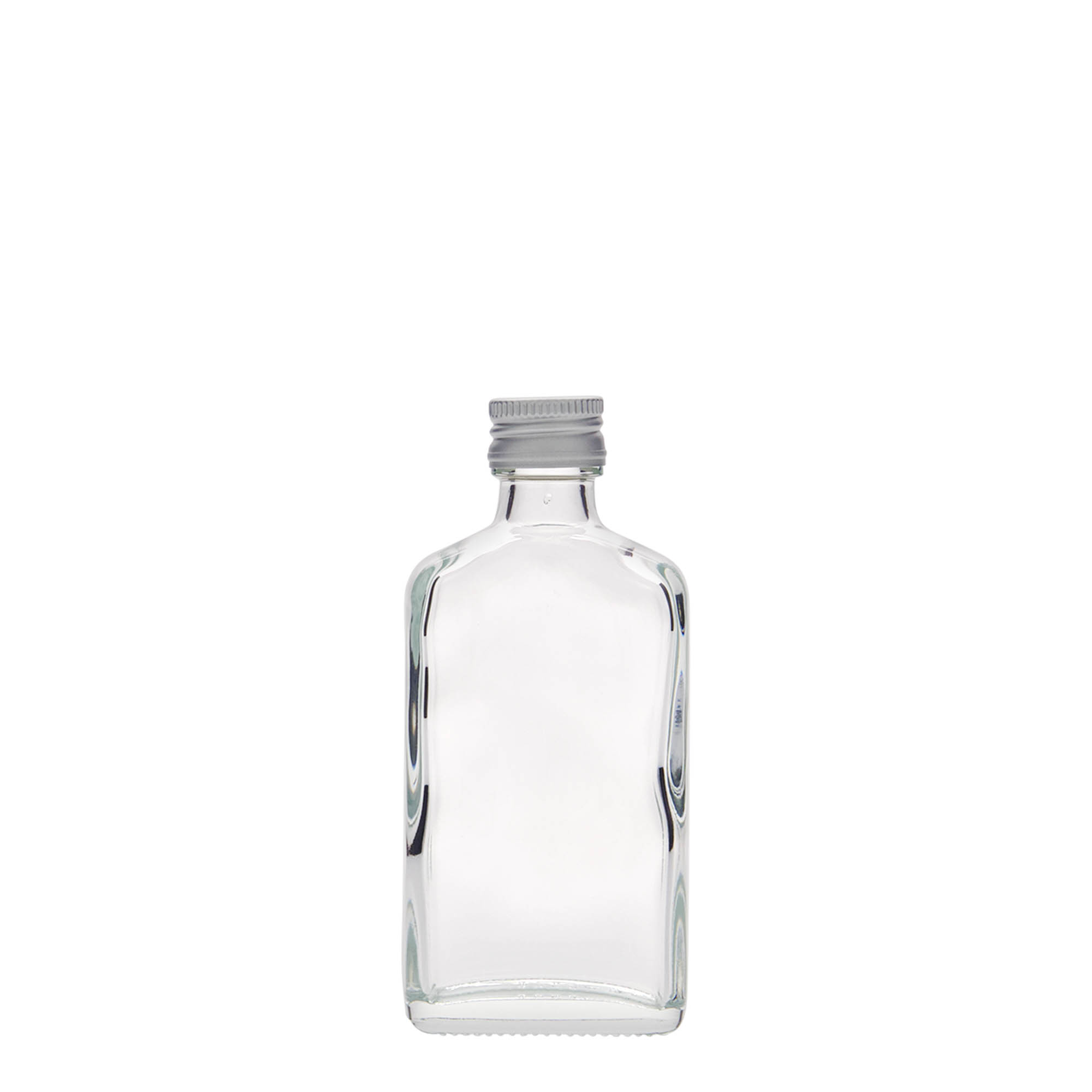 50 ml pocket flask bottle, rectangular, glass, closure: PP 18