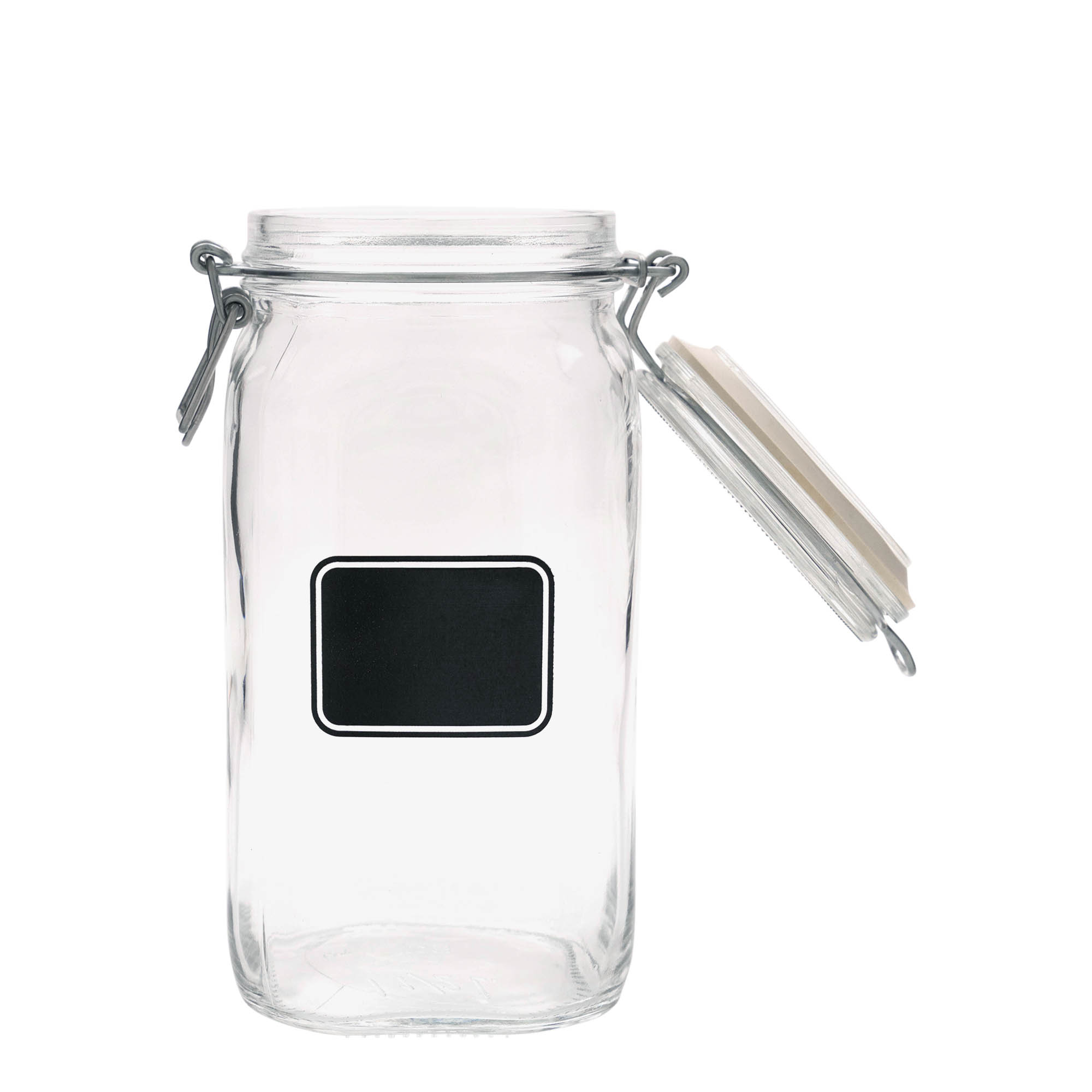 1,500 ml clip top jar 'Fido', print: blank label, square, closure: clip top