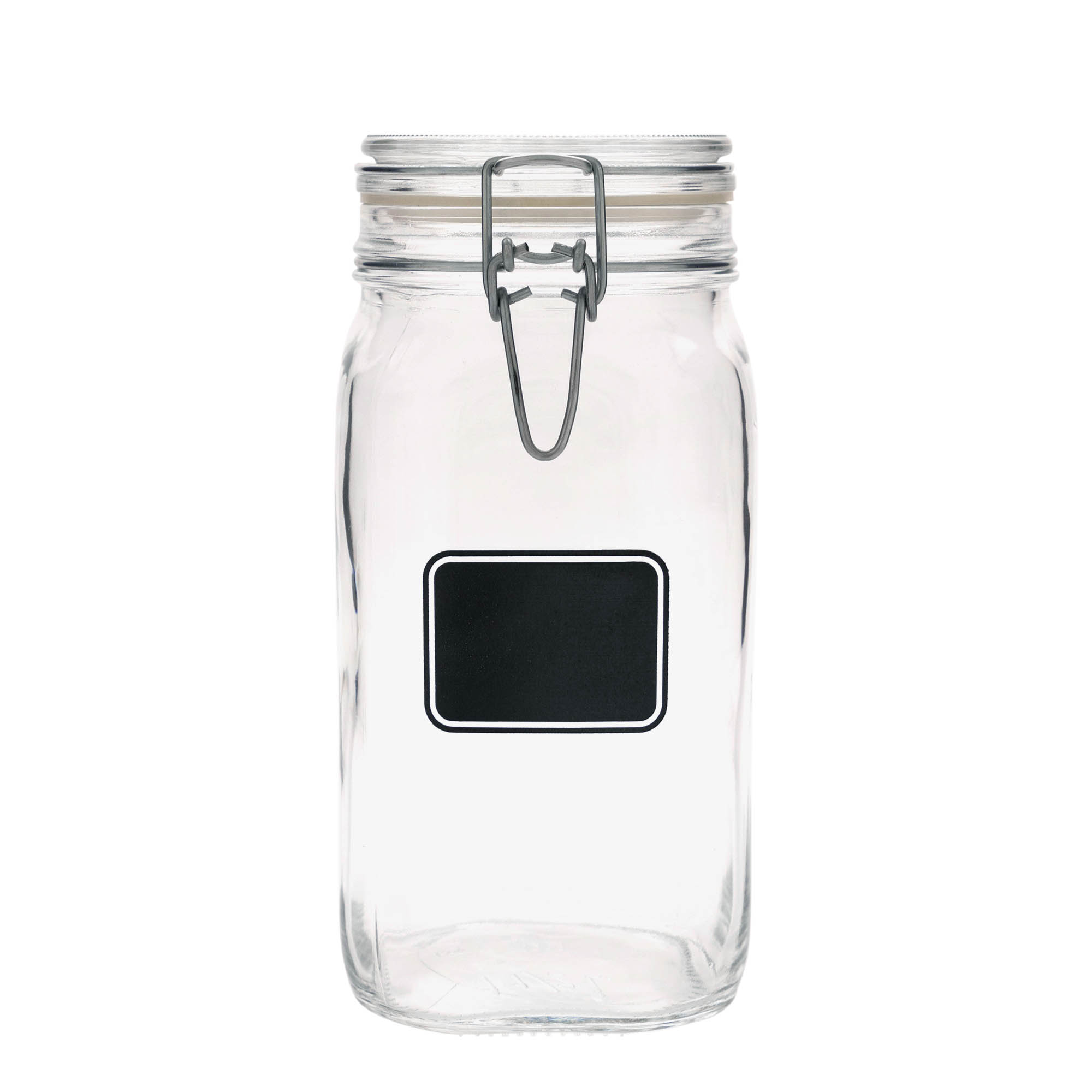 1,500 ml clip top jar 'Fido', print: blank label, square, closure: clip top