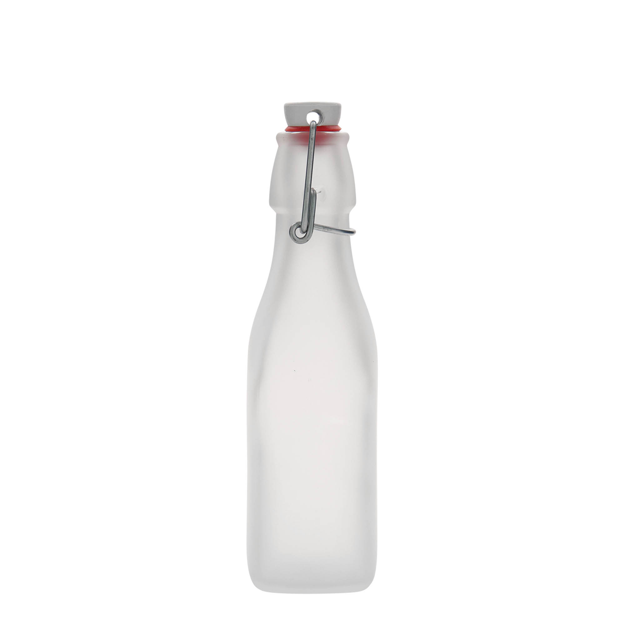 250 ml glass bottle 'Swing', square, white, closure: swing top