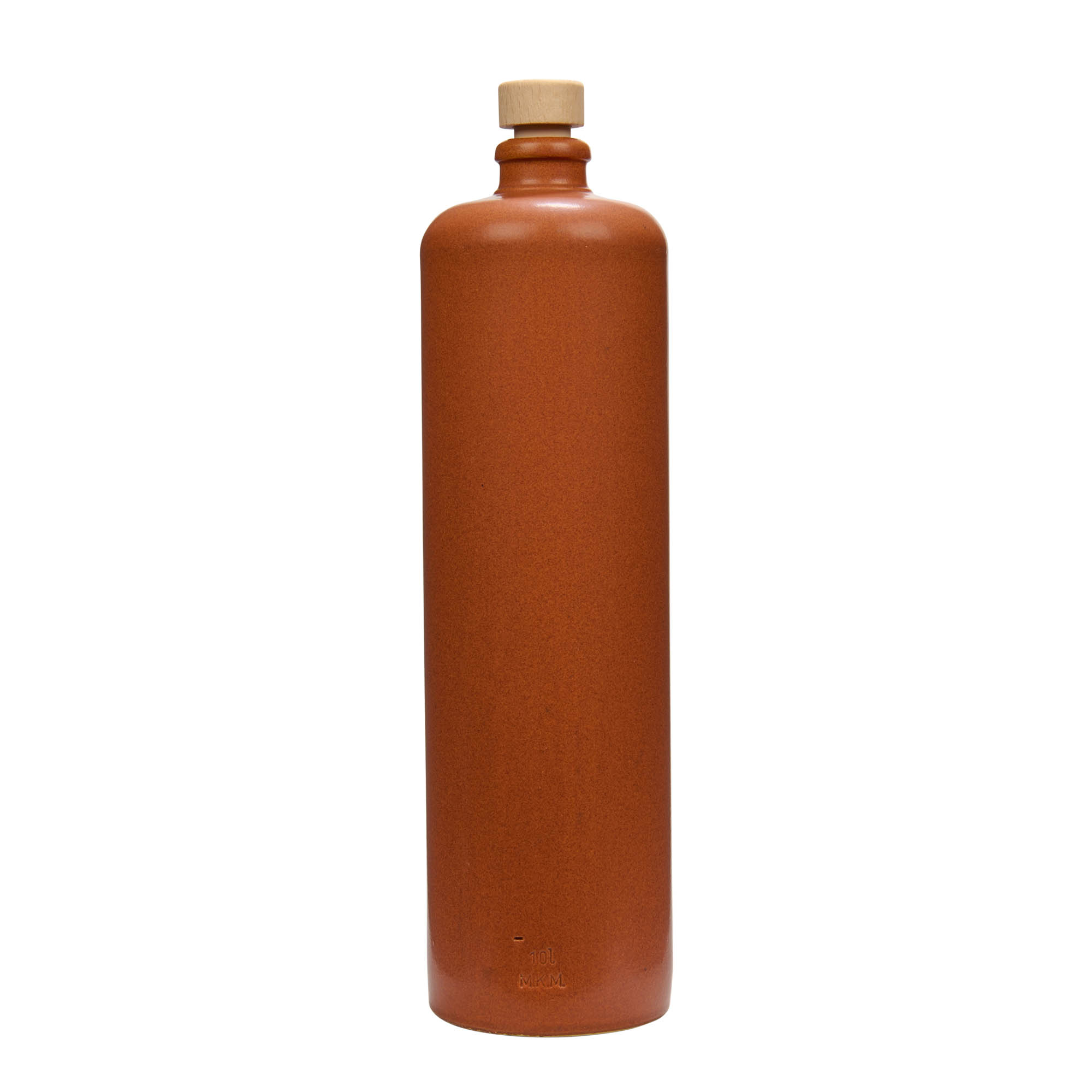 1,000 ml earthen jug, stoneware, red/brown, closure: cork